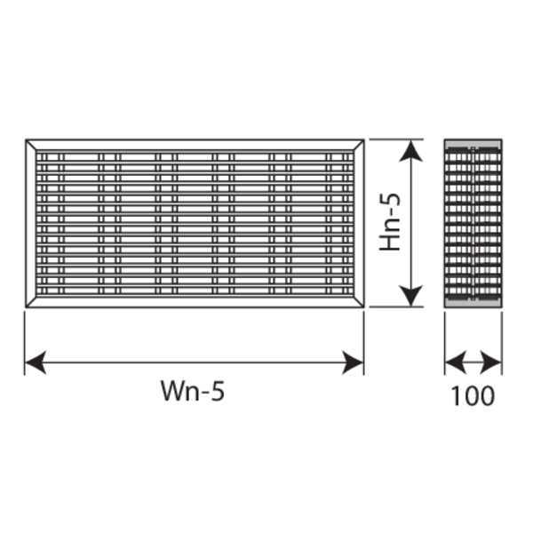 Rectangular linear bar grill 120'.