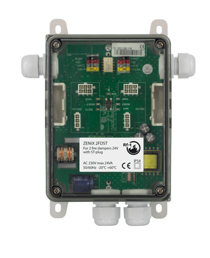 Field device for monitoring and controlling up to 2 motorized fire dampers with ST-connection plugs